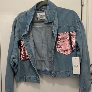 Jean jacket with sequin detail